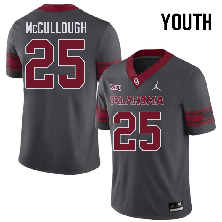 Youth #25 Daeh McCullough Oklahoma Sooners College Football Jerseys Stitched Sale-Charcoal